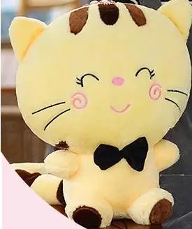 

high quality soft plush toy cute white or yellow smile cat 37cm toy cat Christmas birthday gift ,d1057