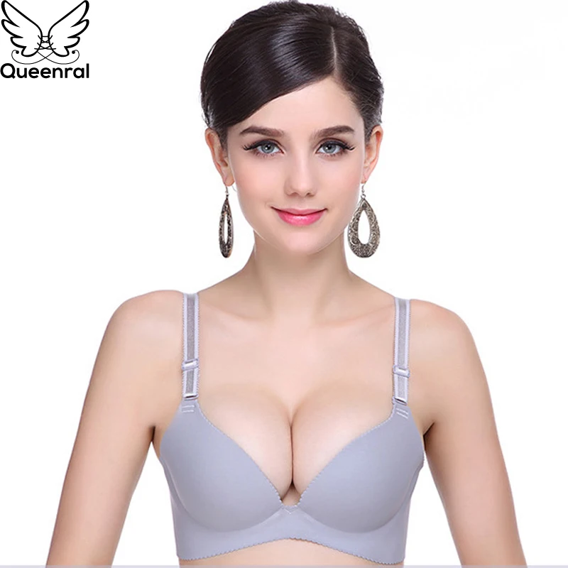 Queenral сексуальные бюстгальтеры для Для женщин Push Up Белье Бесшовные бюстгальтер свободный бюстгальтер без косточек BH окунуться белье женское нижнее белье бюстгальтер бюстгалтерлифчик силиконовый бюстгалтербюстгал