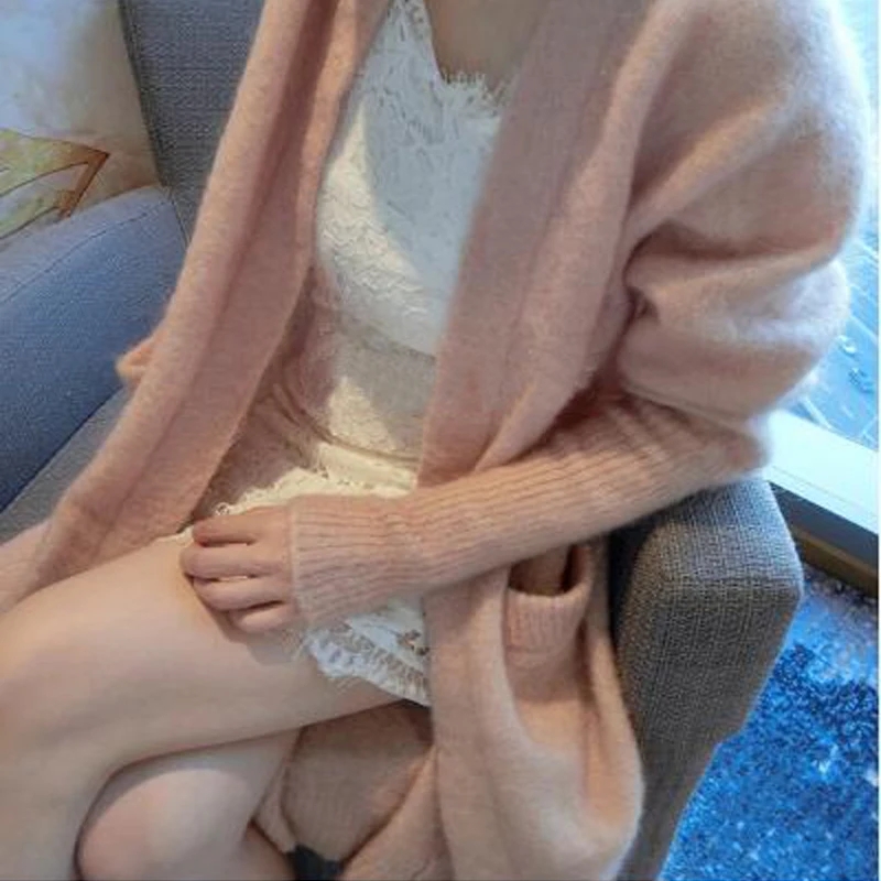 Женские длинные кардиганы из 100% натуральной норки и кашемира новинка мягкий