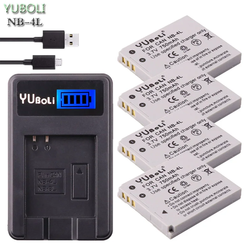 charger and 4battery NB-4L NB 4L NB4L литий-ионных батарей+ ЖК-дисплей USB Зарядное устройство для Цифрового Фотоаппарата Canon IXUS 60 65 80 75 100 I20 110 115 120 130 117 220 225 - Цвет: charger and 4battery