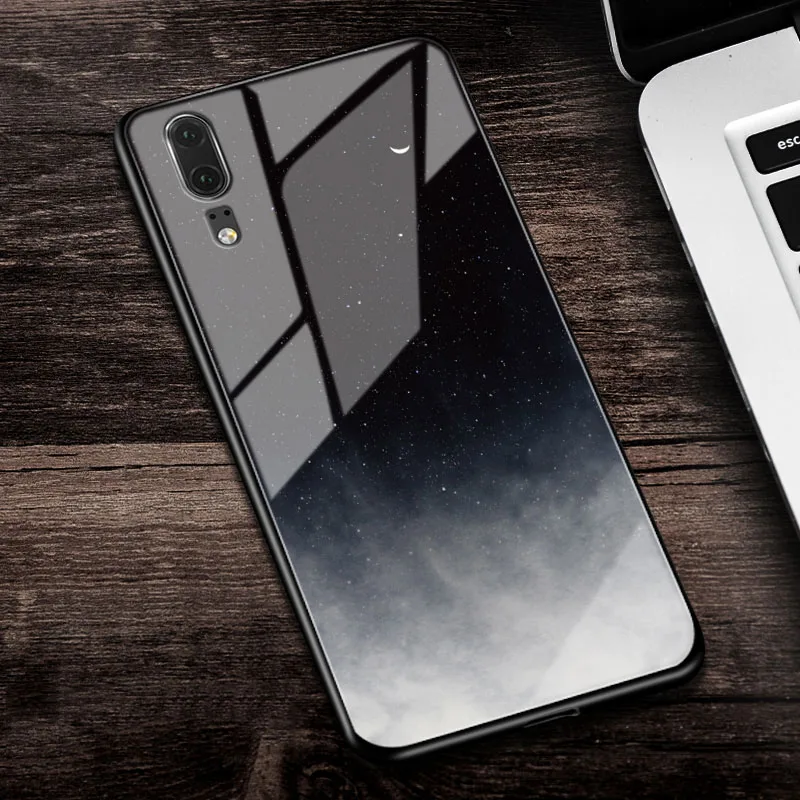 Чехол для телефона из закаленного стекла с изображением звездного неба Huawei P20 P30