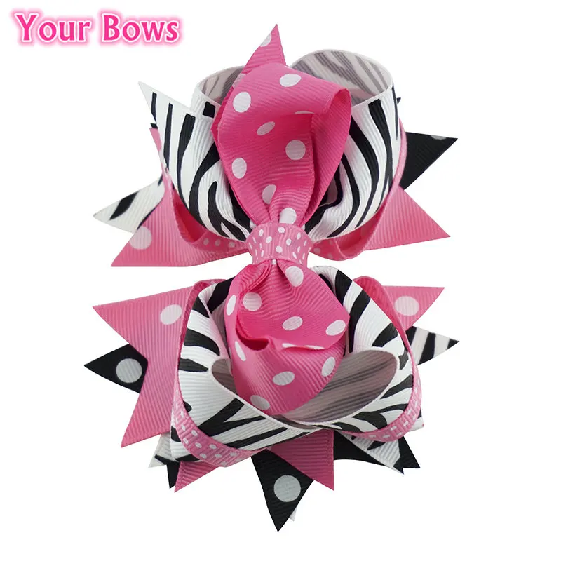 Банты для волос с полосками зебры 5 дюймов заколка девочек милая Женская повязка