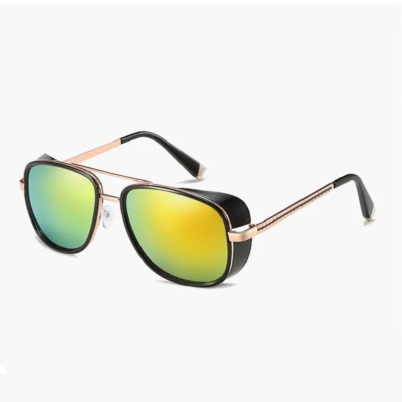 Grean Sunglasses Минимальный мужской стимпанк солнцезащитные очки тони старк железный человек солнцезащитные очки ретро винтажные очки стимпанк солнцезащитные очки UV400 - Цвет линз: Grean Sunglasses