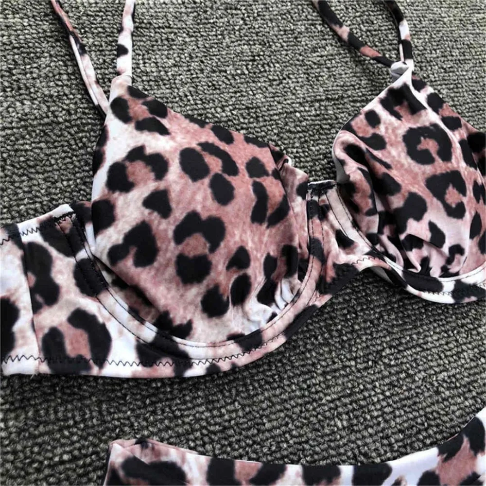 New Sexy Leopard 2018 Bikini Women Swimwear Female Swimsuit Two-pieces set Underwire Bather Bathing Suit Swim Wear K872 | Женская одежда