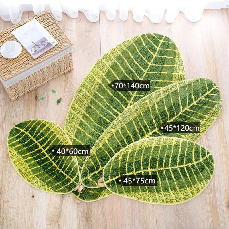Green Leaves Mats Polyester Home Hallway Bedroom Kitchen Floor Rugs Non-slip Thick Carpet Absorbent Bath Mat High Qiality | Дом и сад