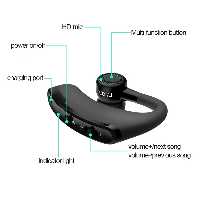 Бизнес беспроводные Bluetooth наушники громкой связи с шумоподавлением Спортивная bluetooth-гарнитура с микрофоном для Meizu для Xiaomi iPhone