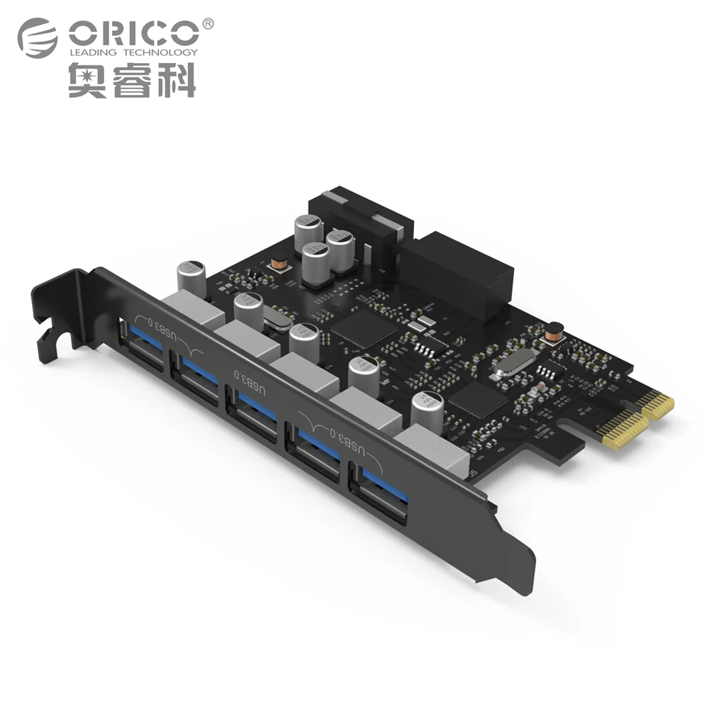 ORICO рабочего 5 Порты и разъёмы USB3.0 PCI Express Card для рабочего стола ноутбука Поддержка Windows 10/8/7/Vista/XP, в том числе 4-контактный Мощность шнур