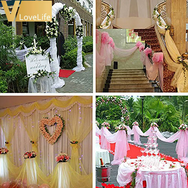 5 м * 1 4 прозрачная органза ткань гирлянды для дома свадьбы Украшение стола