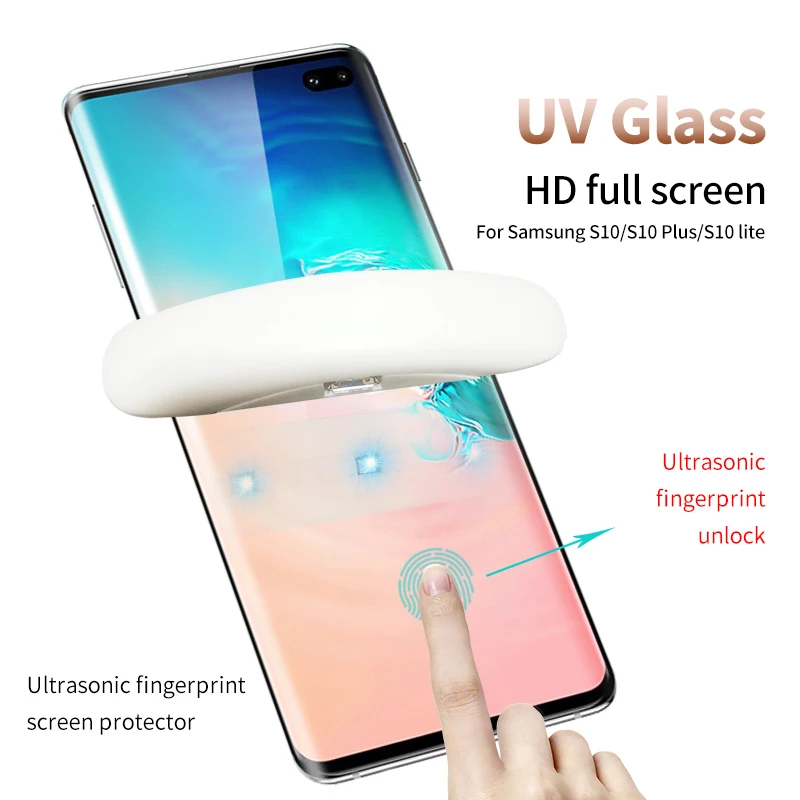 Изогнутое защитное стекло с полным клеем для samsung S10 + S10e защитная пленка экрана