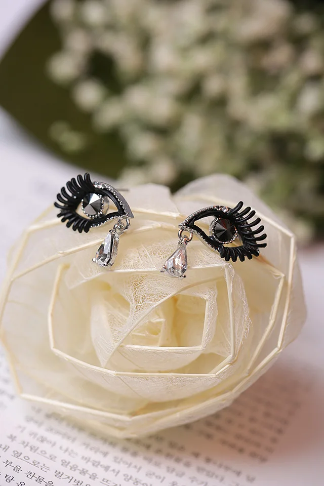Серьги Anise для женщин с кристаллами в форме глаз, креативные серьги-гвоздики в форме черных глаз, модные ювелирные изделия