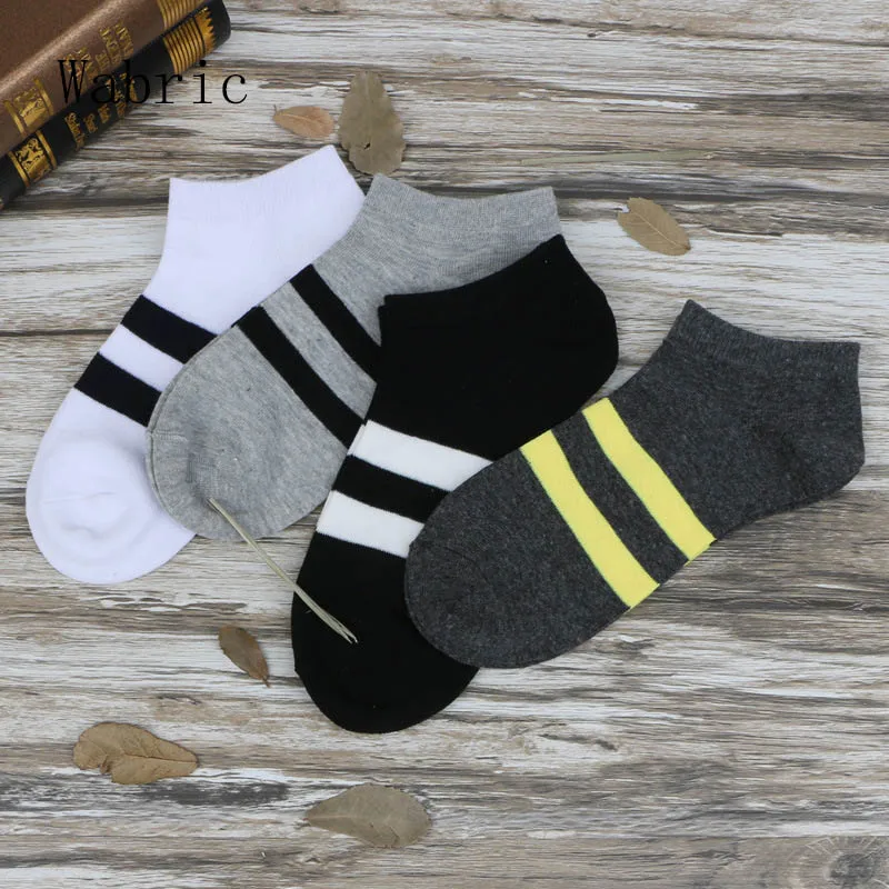 

Носки Wabric, летние тонкие черные и белые серые простые мужские носки в полоску, 10 пар