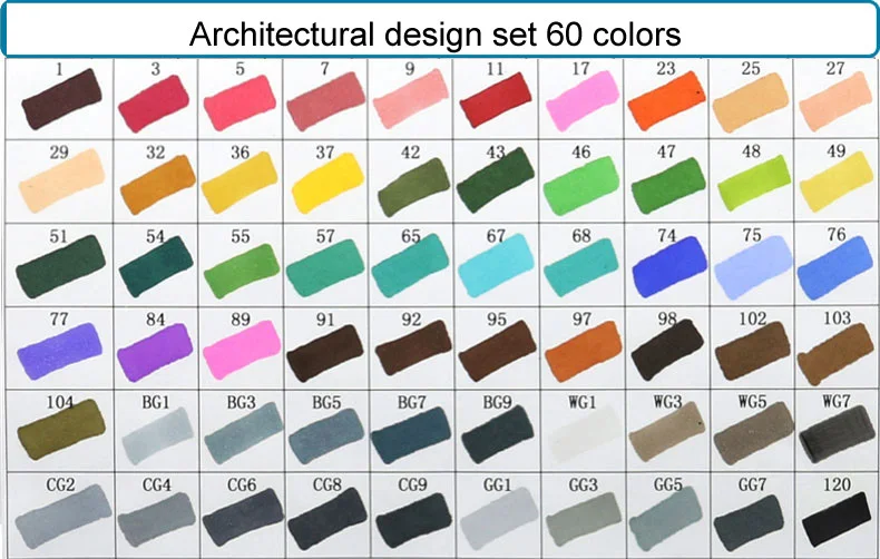 60 Architectural Set Touchfive, 30406080 цветов, двойная головка, художественные маркеры, ручка, маслянистая, алкогольная, эскиз, маркер, ручка, товары для рукоделия, для анимационного манга, рисование - Цвет: 60 Architectural Set