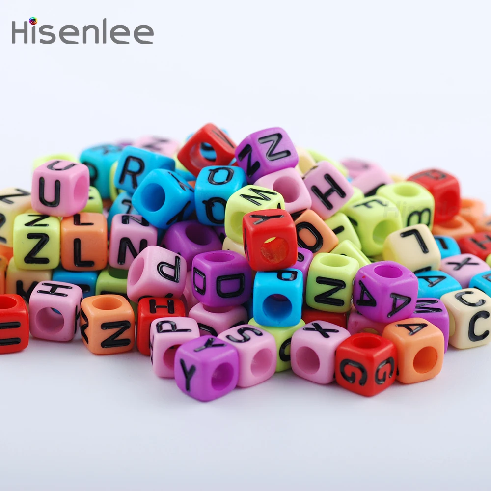Hisenlee Высокое качество 200 шт разноцветные буквы/алфавит кубические бусины