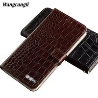 crocodile pattern clamshell buckle phone case for nokia x6 genuine leather business phone protection case flip phone cover