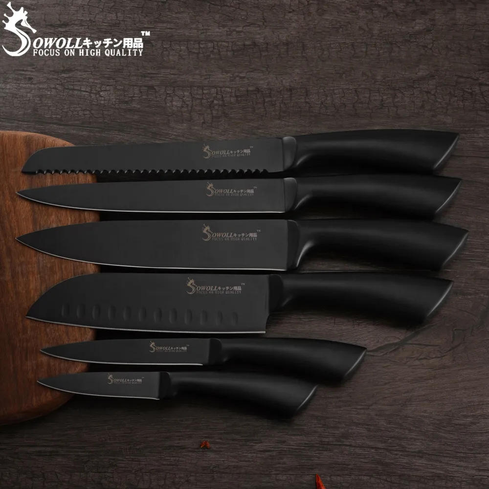 Sowoll 7 ''нож сантоку из нержавеющей стали изогнутая ручка острый нож Мясо суши