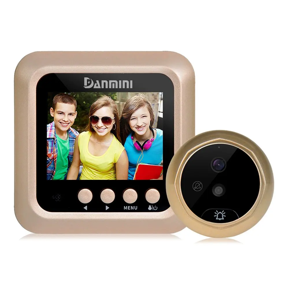 Gold MOOL Danmini W5 2,4 дюймовый цифровой цветной экран для безопасности двери без беспокойства глазок 2 МП Поддержка Макс 32G TF карта - Цвет: Gold