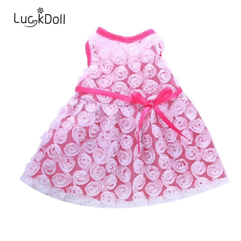 Ажурное Розовое Шифоновое Платье LUCKDOLL 18 дюймов американский размер 43 см