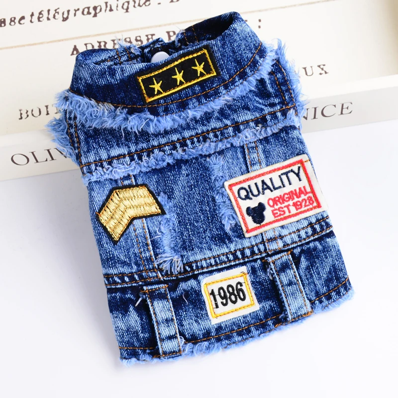 13- Blue Super Cool Модный джинсовый пиджак для собак, одежда для маленьких и средних собак, джинсовая одежда с капюшоном для питомцев, одежда для чихуахуа, Ши-тцу, Прямая поставка - Цвет: 13- Blue Super Cool