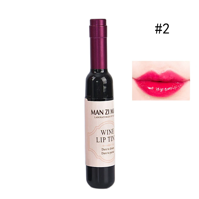 Красное вино бутылка матовый блеск для губ водостойкий стойкий блеск для губ Увлажняющий блеск для губ Косметическая жидкая помада 6 цветов - Цвет: 2