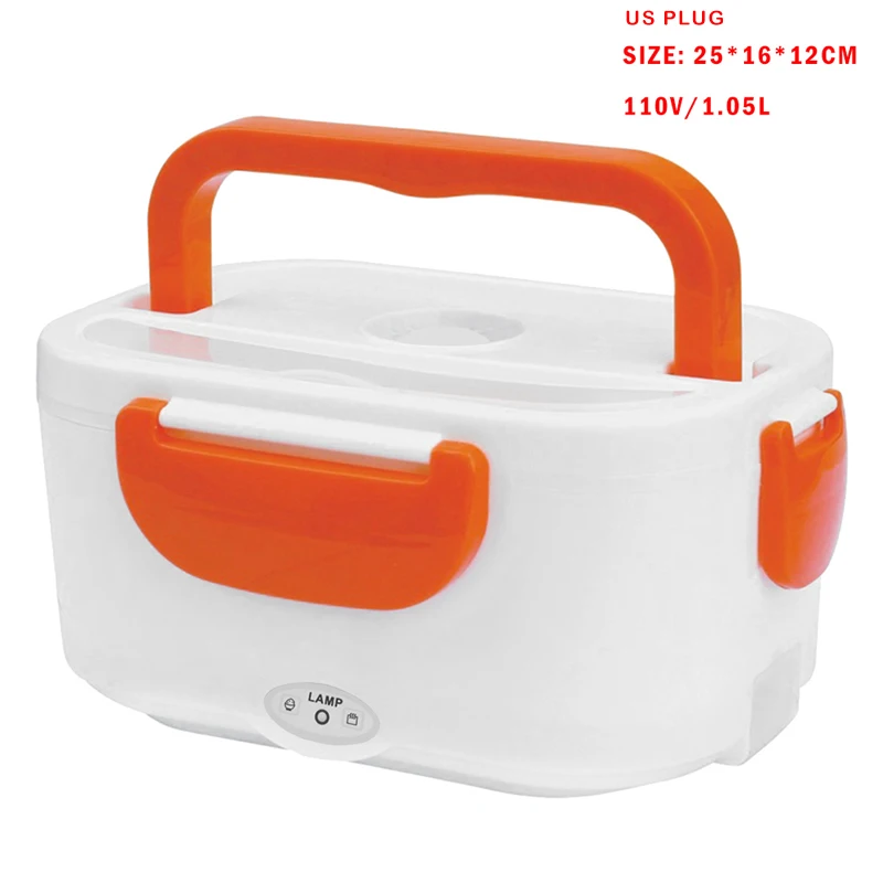 110V Orange US 220 л в 40 Вт портативный Электрический Ланч-бокс пищевой Bento Ланч-бокс нагревательный контейнер подогреватель пищи для детей EU US GB вилка - Цвет: 110V Orange US