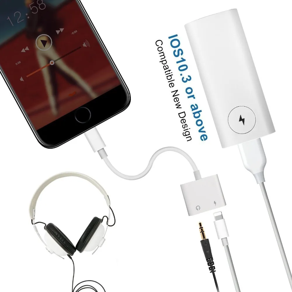 HBUDS 2 in1 аудио Зарядное устройство адаптер для iPhone X 8 7 6 Plus 3,5 мм адаптер для наушников Аксессуары для наушников аудио сплиттер