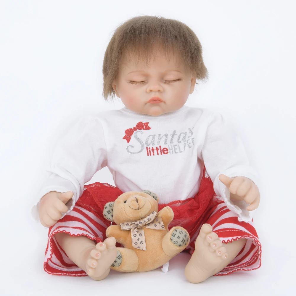 55 см Экологически чистая ткань тела силикона Reborn Baby Doll реалистичный