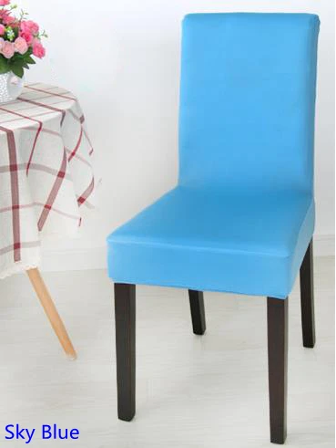 

Sky Blue Colour Spandex Lycra Chair Cover Fit For Square Back Home Chairs Wedding Party Home Dinner Decoration Half Cover