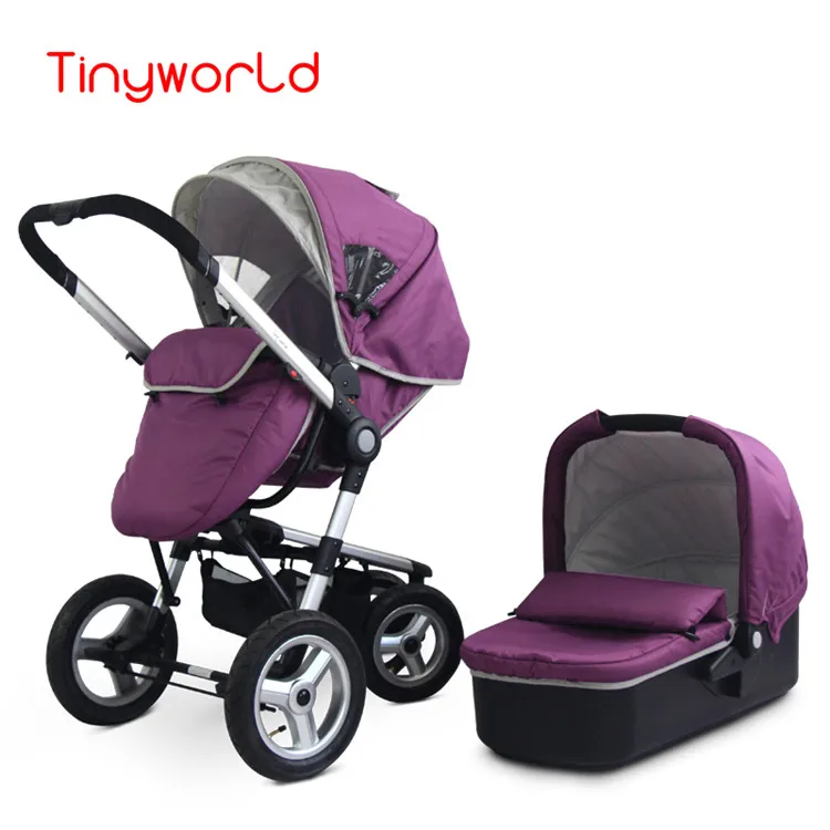 purple 2 in 1 Высокий пейзаж 3 в 1 детская коляска(коляска+ корзина для сна+ безопасное автокресло), складная, двунаправленная, дорожная система коляска - Цвет: purple 2 in 1