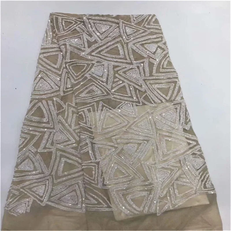 Зеленая Высококачественная африканская кружевная ткань золотистого цвета белая