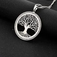attractto silver tree of life necklace pendants charm for women stainless steel necklaces statement jewelry necklace sne180006