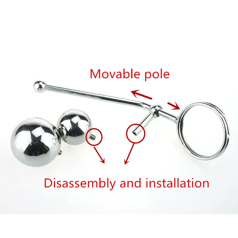 Qise Stainless Steel Anal Hook Butt Plug Cock Ring With 2 Replaceable Ball Male Masturbation Stimulator |