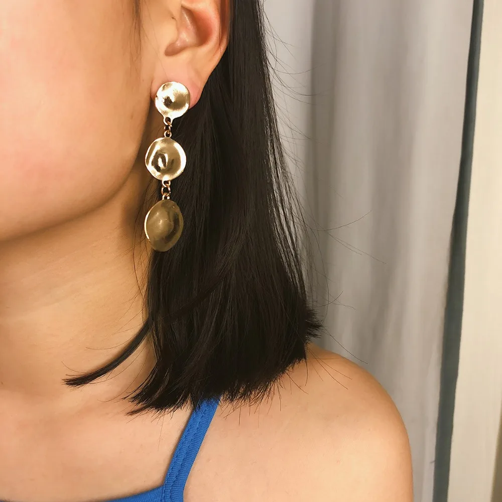 Elegant jump ring Irregular round dangler eardrop Earrings Wedding Cocktail party jewelry Mother's Day GirlFriend Gift Brincos |