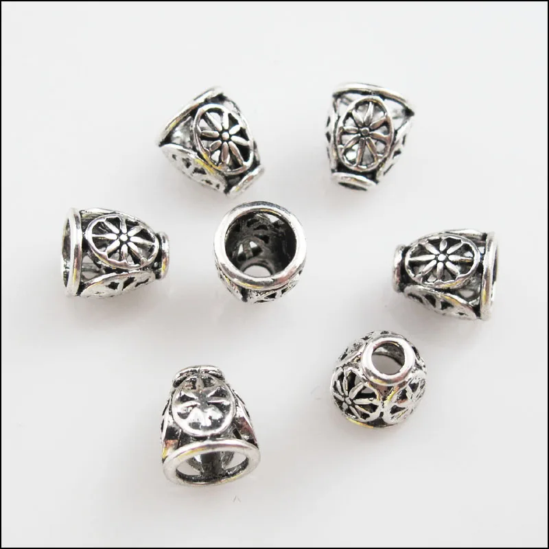 40Pcs Tibetan Silver Color Flower Cone End Bead Caps Craft DIY 8x9mm | Украшения и аксессуары