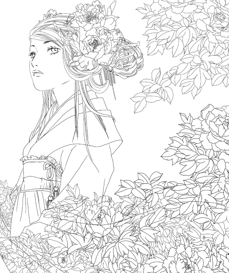 Книжка раскраска китайская учебник для рисования скетчей линий древняя красота