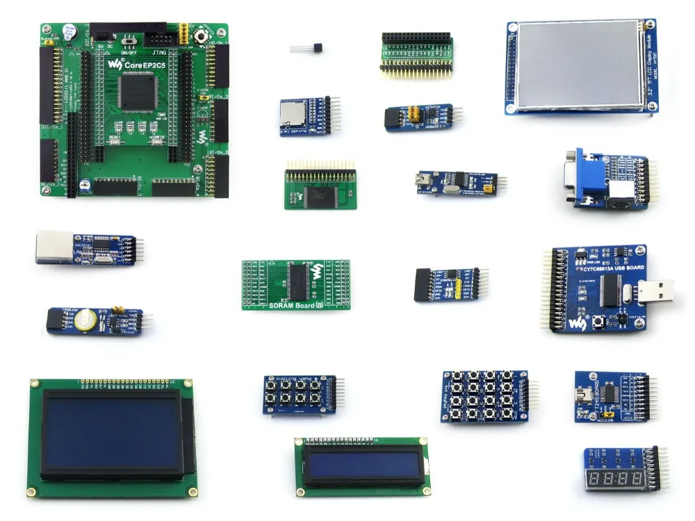 OpenEP2C5 C посылка B # EP2C5 EP2C5T144C8N ALTERA FPGA Cyclone II макетная плата + 19 комплектов модулей