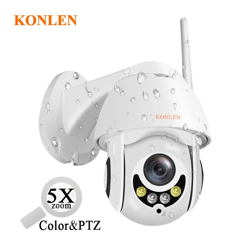 Konlen 5X Оптический зум купольная PTZ Ip Камера на открытом воздухе 1080P 2MP Full HD экшн-камера с Wi-Fi для Iphone и Ipad, камеры видеонаблюдения CCTV; Аудио Водонепроницаемый