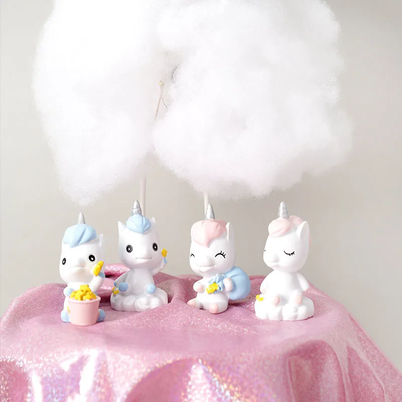 Милый Розовый Единорог торт вставки украшения Десерт Таблица вечерние кекс