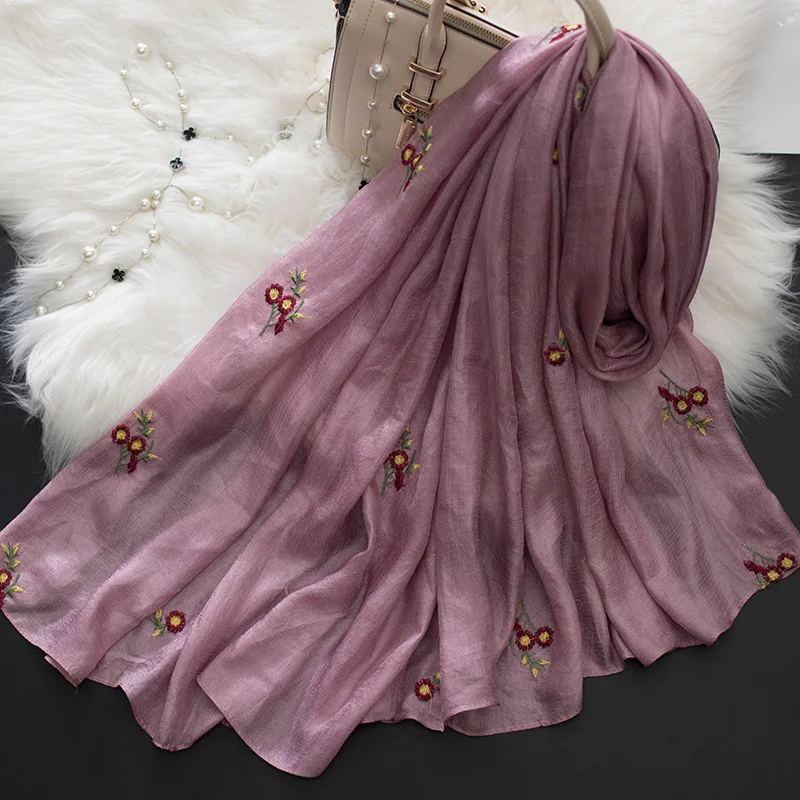 Модные новые женские цветочной вышивкой Шарф хлопковый Платки 11 Цвета 10 шт./лот |