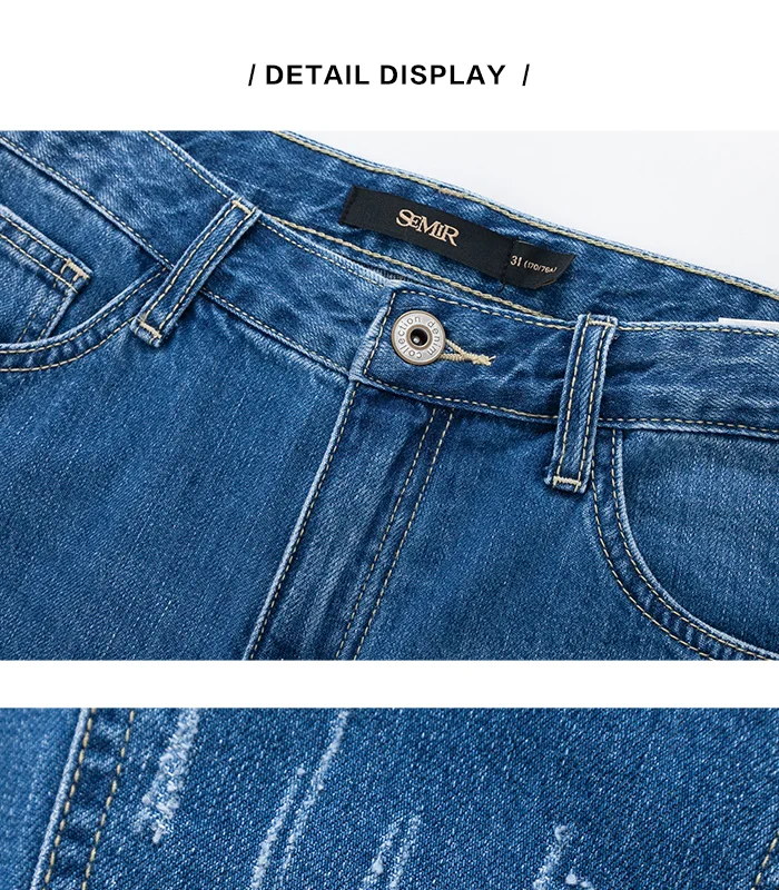 SEMIR летние джинсовые брюки мужские Новые повседневные брюки для студентов мужские брюки ретро красивые