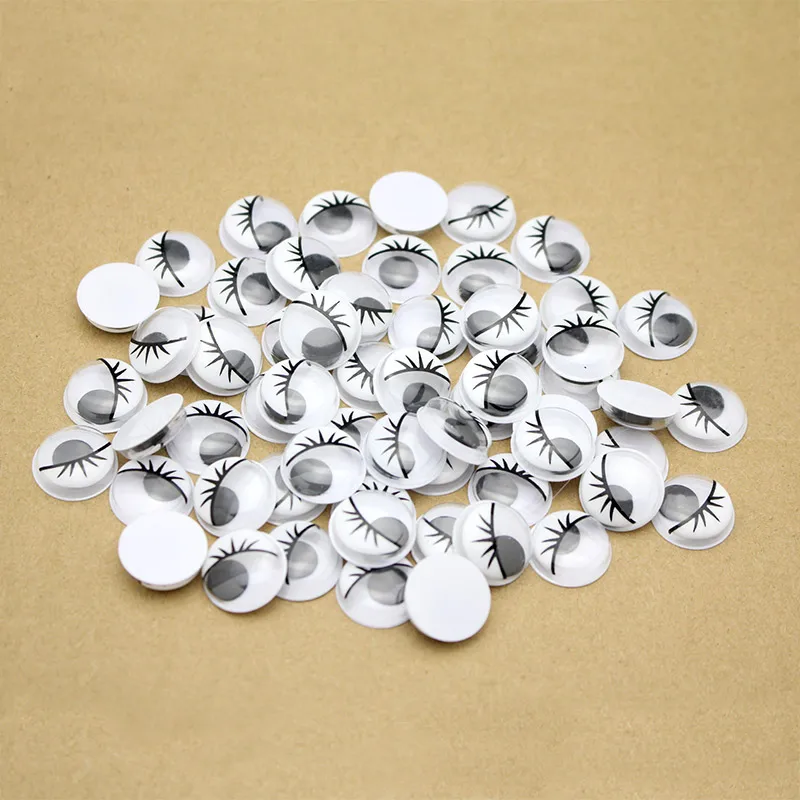 100pcs/lot 6 7 8mm Toy Garment Round Eyes With Eyelash Dolls Parts Plastic Wiggly Wobbly Googly Eye DIY Scrapbook Crafts LX623 | Дом и сад