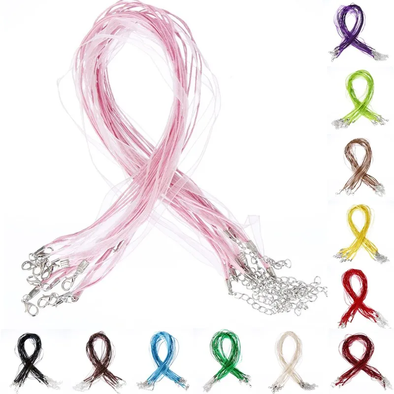 Лидер продаж детская веревка для ожерелья 10 шт. лента из органзы + вощеный