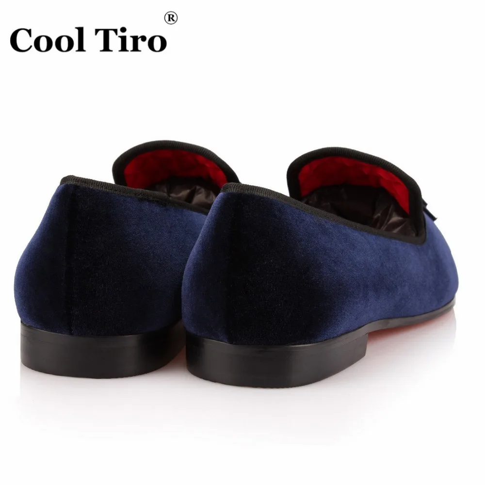 Стильные Тапочки ручной работы мужские лоферы с кисточками темно-синие