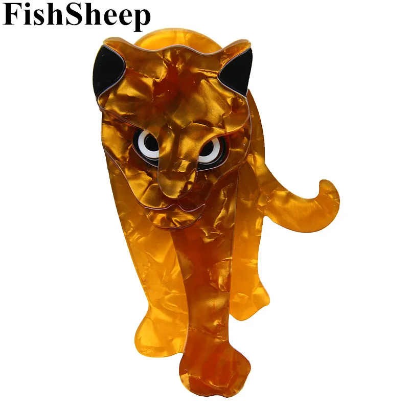 

FishSheep Acrylic Leopard Brooches For Women Lovely Acetate Fiber Animal Lion Tiger Brooch And Pins Female Broches Accessory