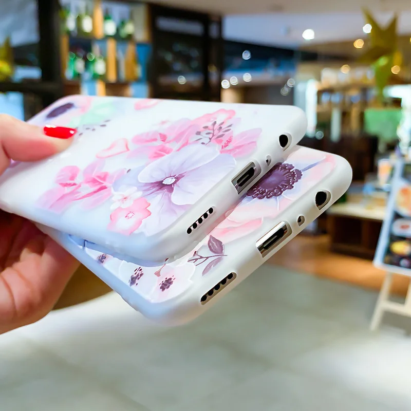 3D рельефные цветочные чехлы для Huawei Mate 20 10Pro чехол P Smart 2019 P20 P30 Pro Y7 Y9 матовый