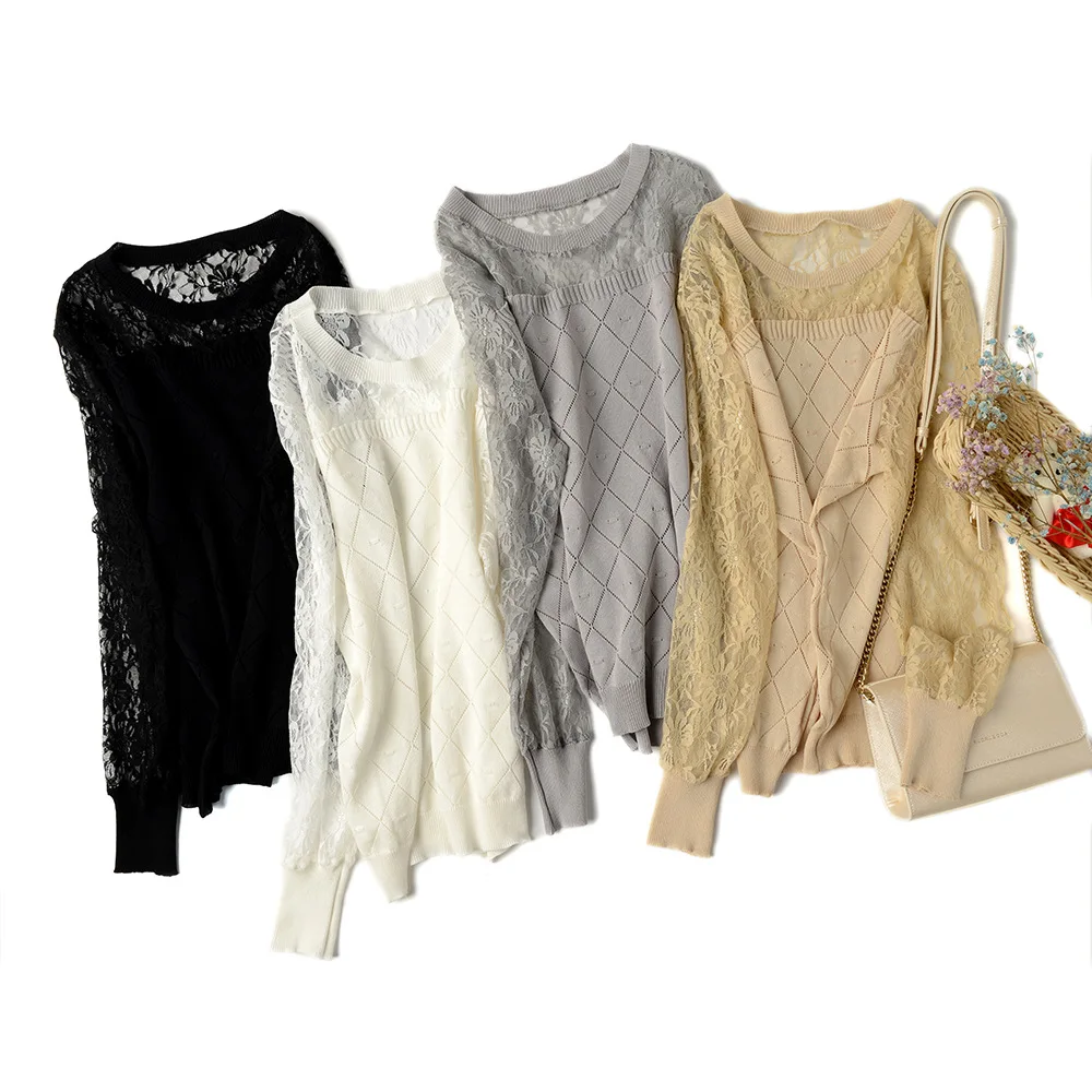 Женский свитер BYGOUBY тонкий трикотажный с длинным рукавом |