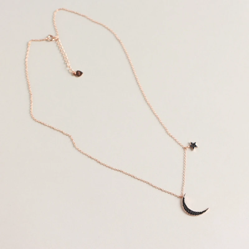 Цепочка с подвеской в виде Луны и звезды из серебра 925 пробы|Ожерелья| |