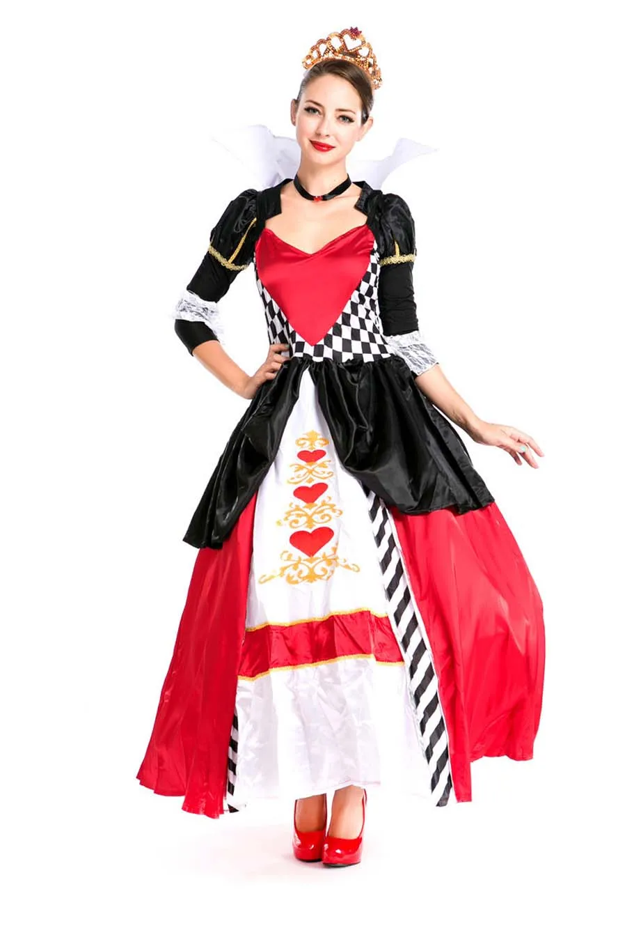 Алиса в стране чудес Косплэй костюм Queen сердец красный женский элегантное платье