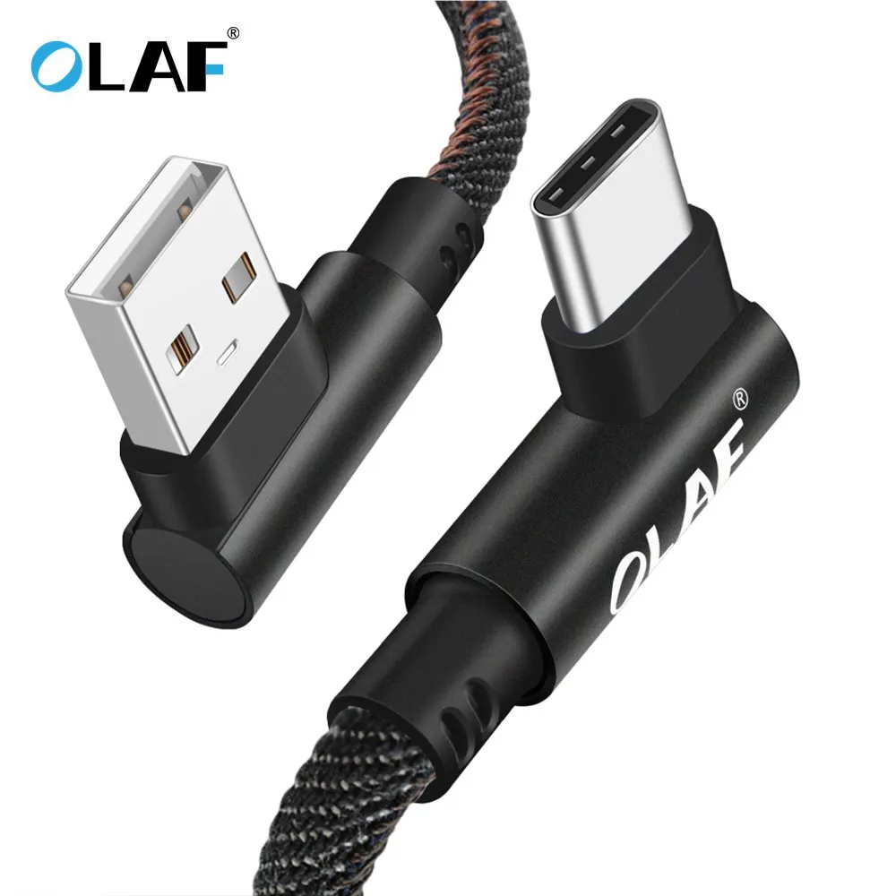 OLAF 3A usb type C 90 градусов USB C кабель для samsung Galaxy S9 plus Nokia 8 Xiaomi Mi 8 6 MAX 3 USB C кабель передачи данных для быстрой зарядки