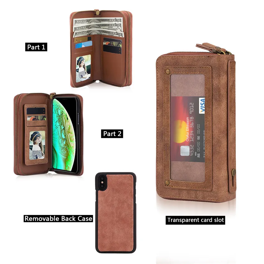 Двойной клатч на молнии кошелек слот для наличных карт Премиум PU кожаный чехол