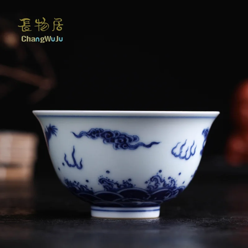 Чашки Changwuju в цзиндэчжэне блюдца сине белая чашка китайского чайного кунг фу